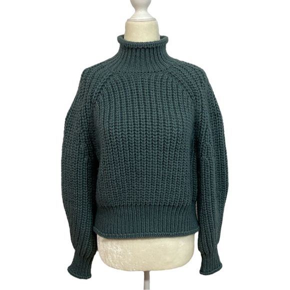 H&M Sweaters - H&M Teal Thick Chunky Knit Wool Blend Turtleneck Sweater Size Medium